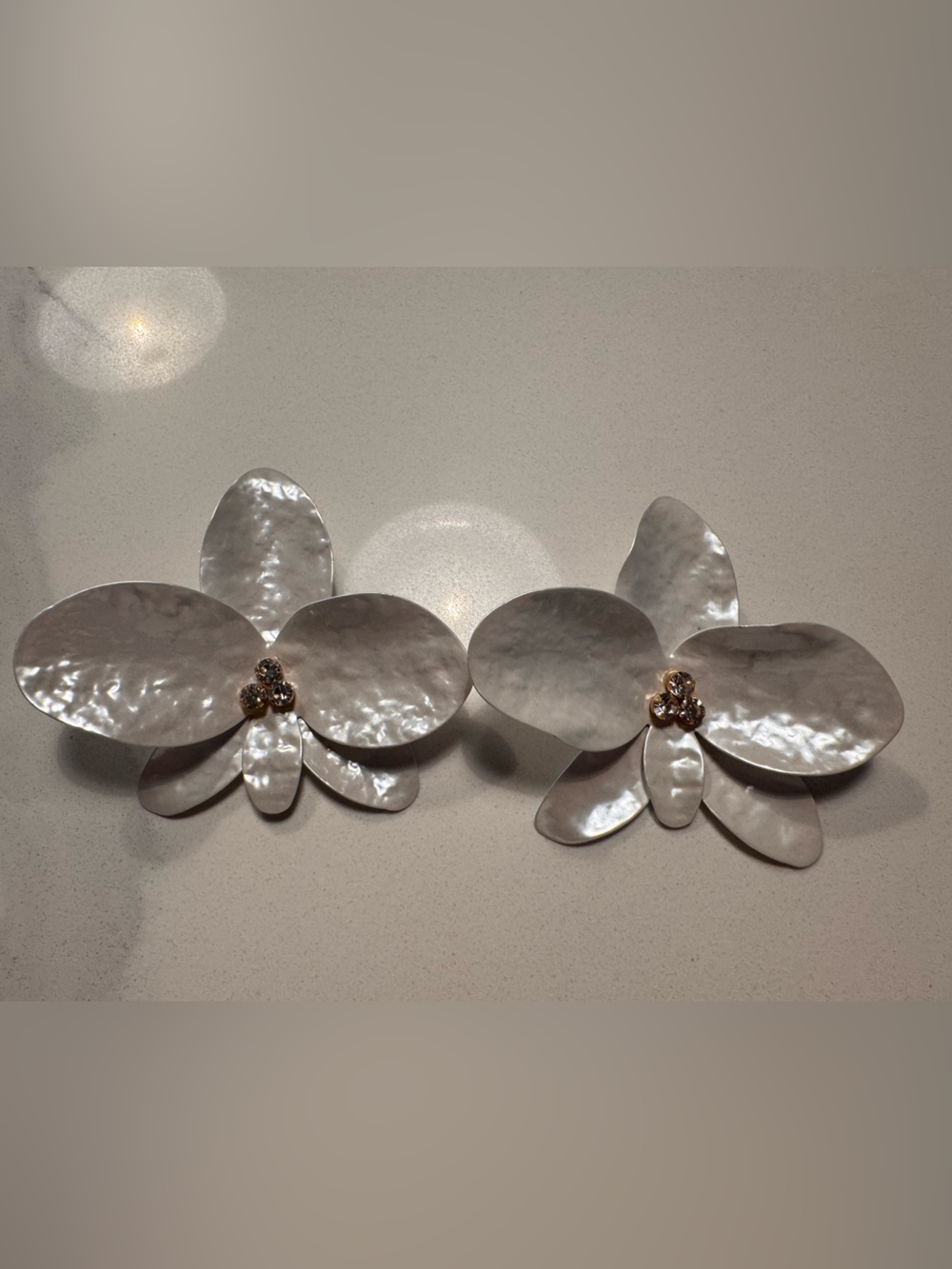 Pearlescent Floral Statement Earrings - White